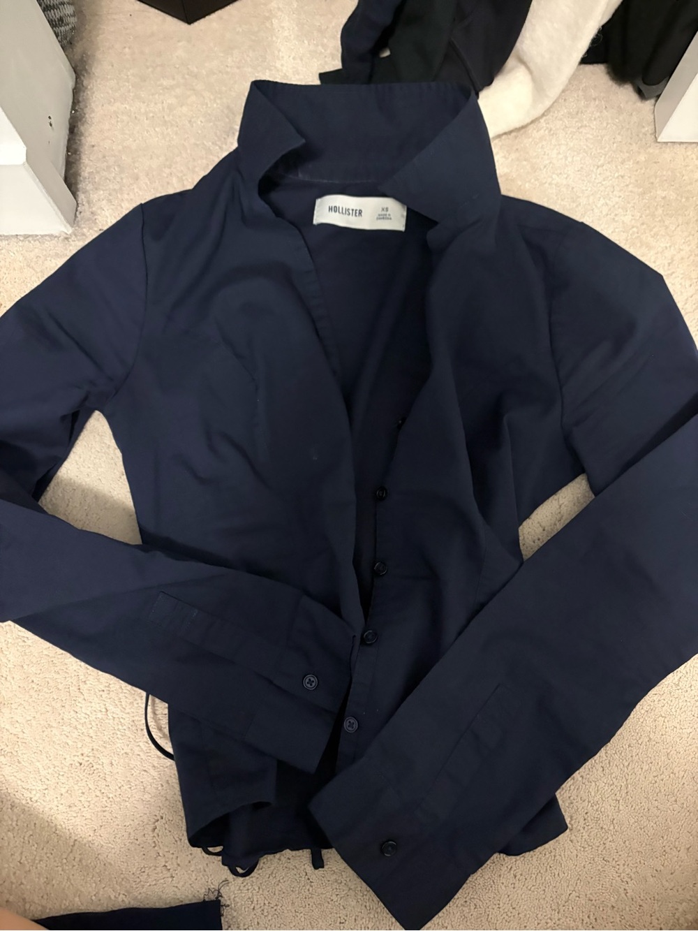 Hollister Men's Dark Navy Lightweight Button-Up Jacket
